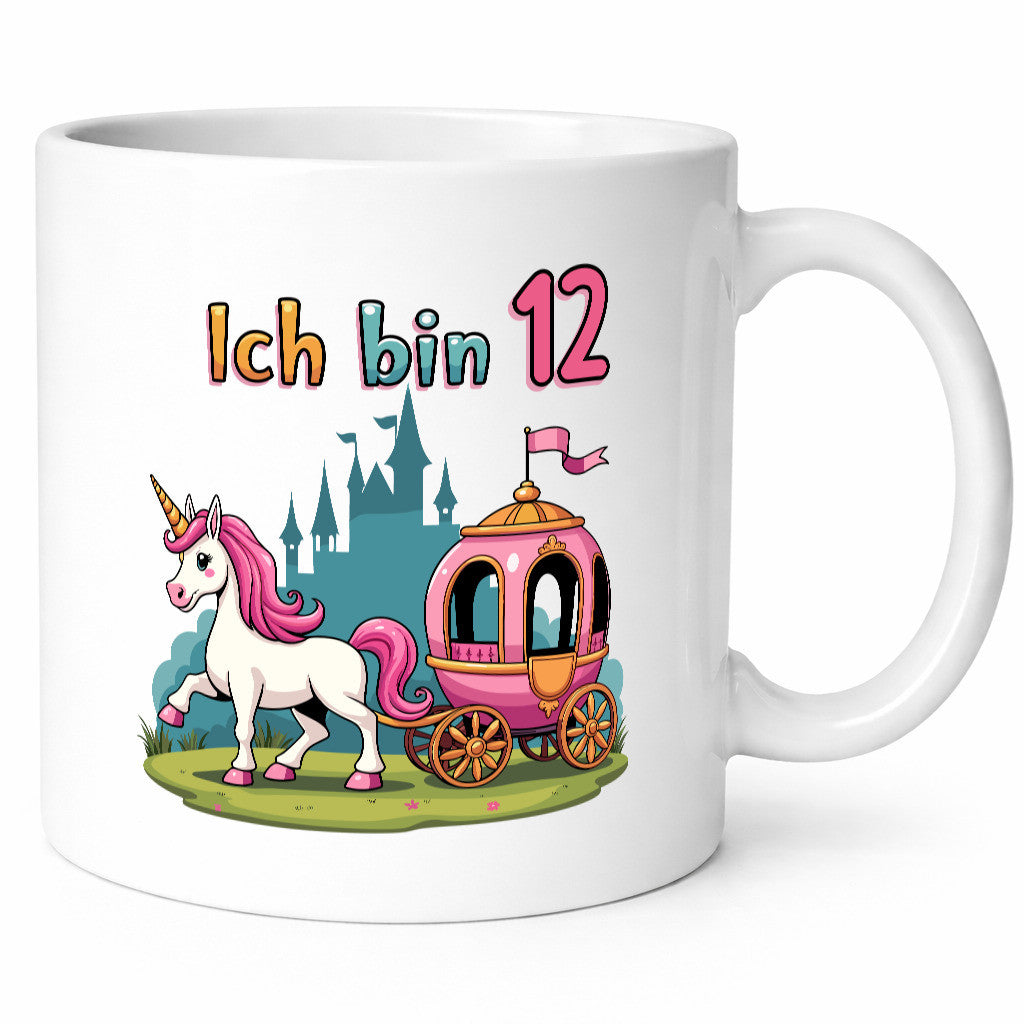 12. Geburtstag | Prinzessin in Kutsche Einhorn Geschenkidee Humor Tasse