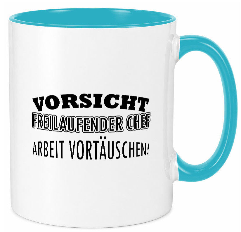 Freilaufender Chef lustig Arbeit Kollegen Büro Geschenk Tasse