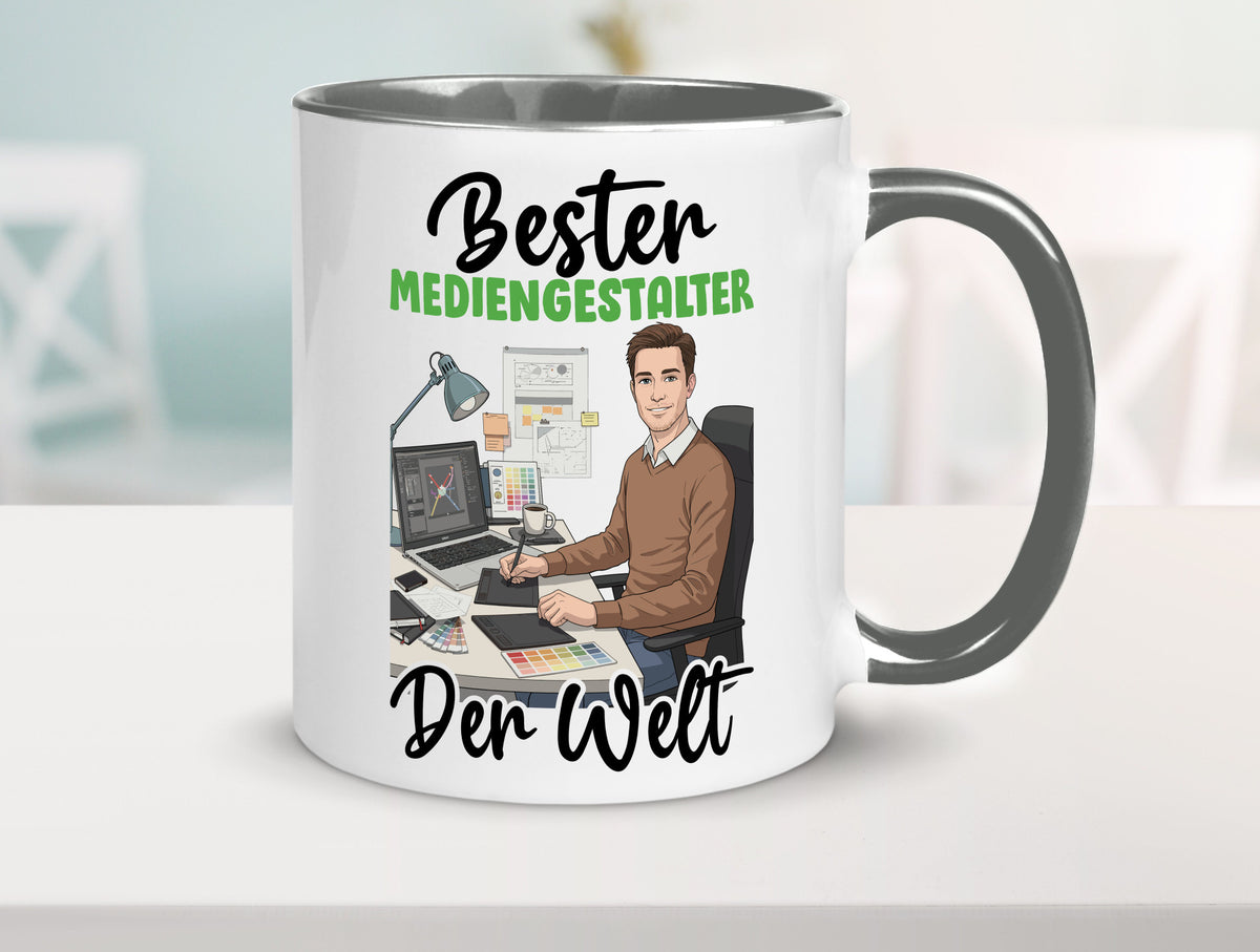 Bester Mediengestalter | Medien v2 Geschenk Humor Geschenkidee lustiger Spruch Tasse