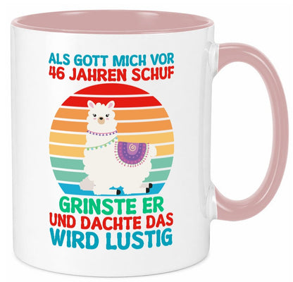 46. Geburtstag | 46 Jahre Gut Schuf mich Lama v2 lustig Geschenkidee Geschenk Tasse