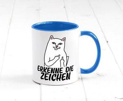 Erkenne die Zeichen | Katze Schatten Mittelfinger Geschenk Tierliebhaber Humor