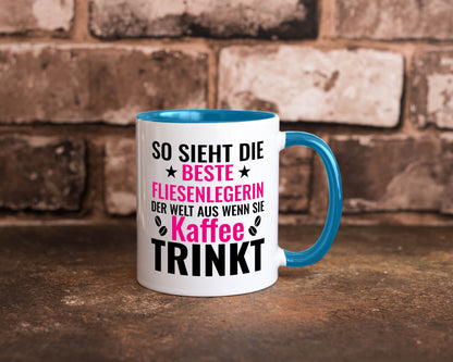Kaffee trinkt: Fliesenlegerin | Fliesenlegen Bau Humor Geschenkidee Tasse