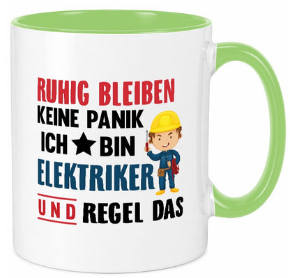 Ruhig bleiben keine Panik ich bin elektriker und regel das Humor Geschenkidee Tasse