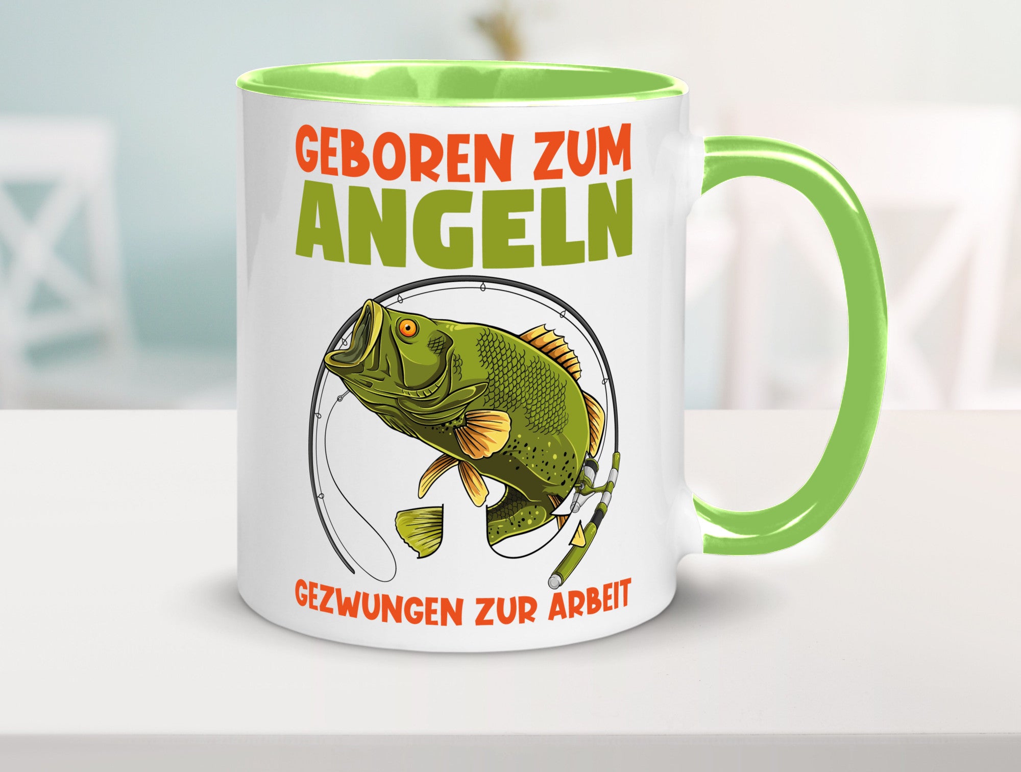 Geboren zum Angeln | Angler Tasse Fischer Spruch Humor Geschenkidee