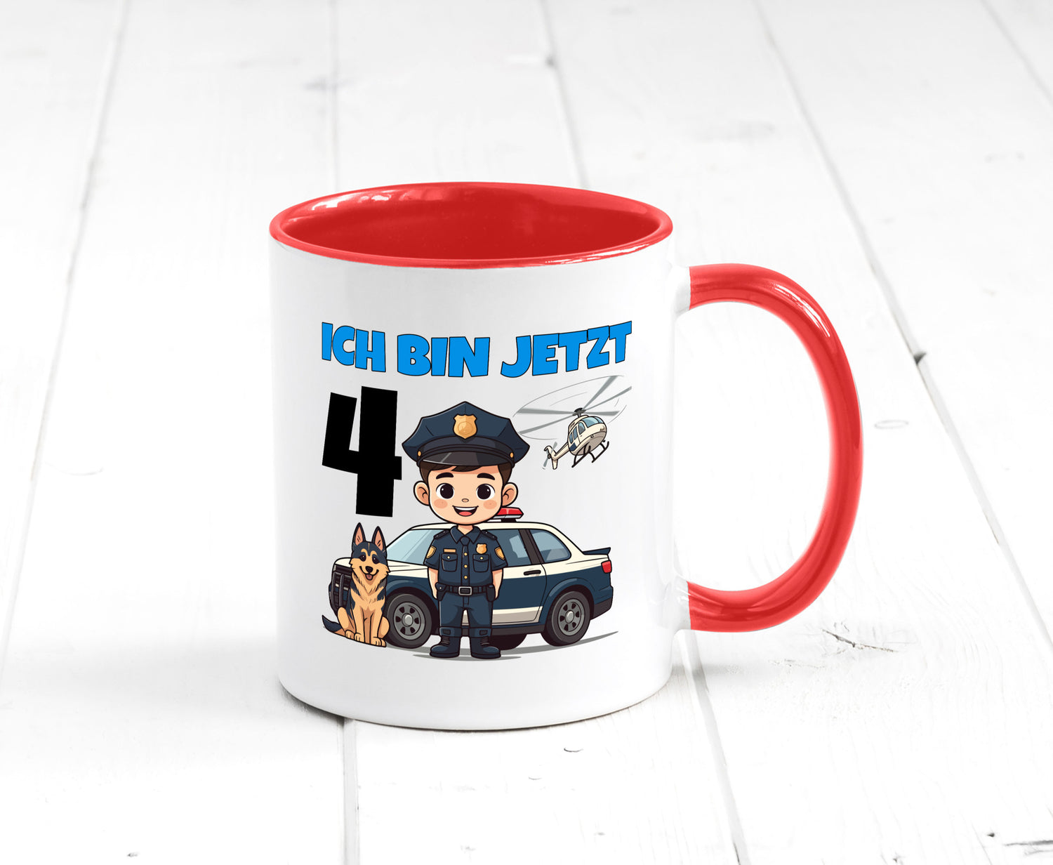 4. Geburtstag | 4 Jahre Polizei Kind Polizeiauto Humor Geschenkidee Tasse