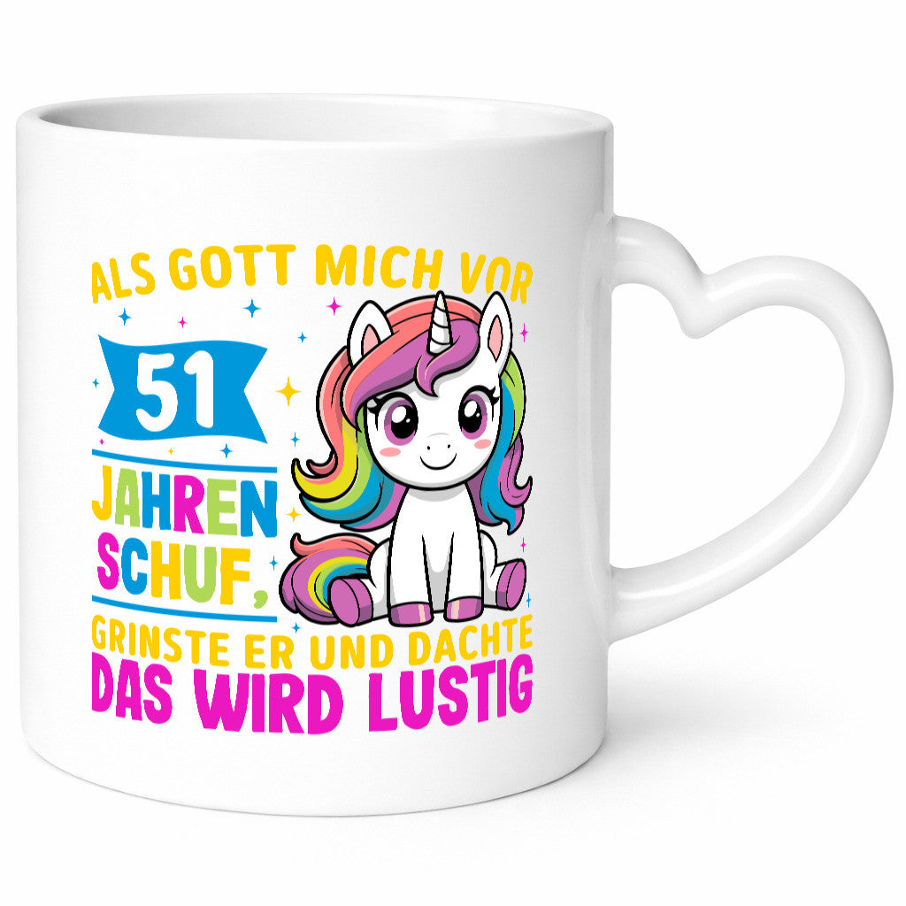 51. Geburtstag | Als Gott mich schuf 40 Jahre v2 lustig Geschenkidee Geschenk Tasse