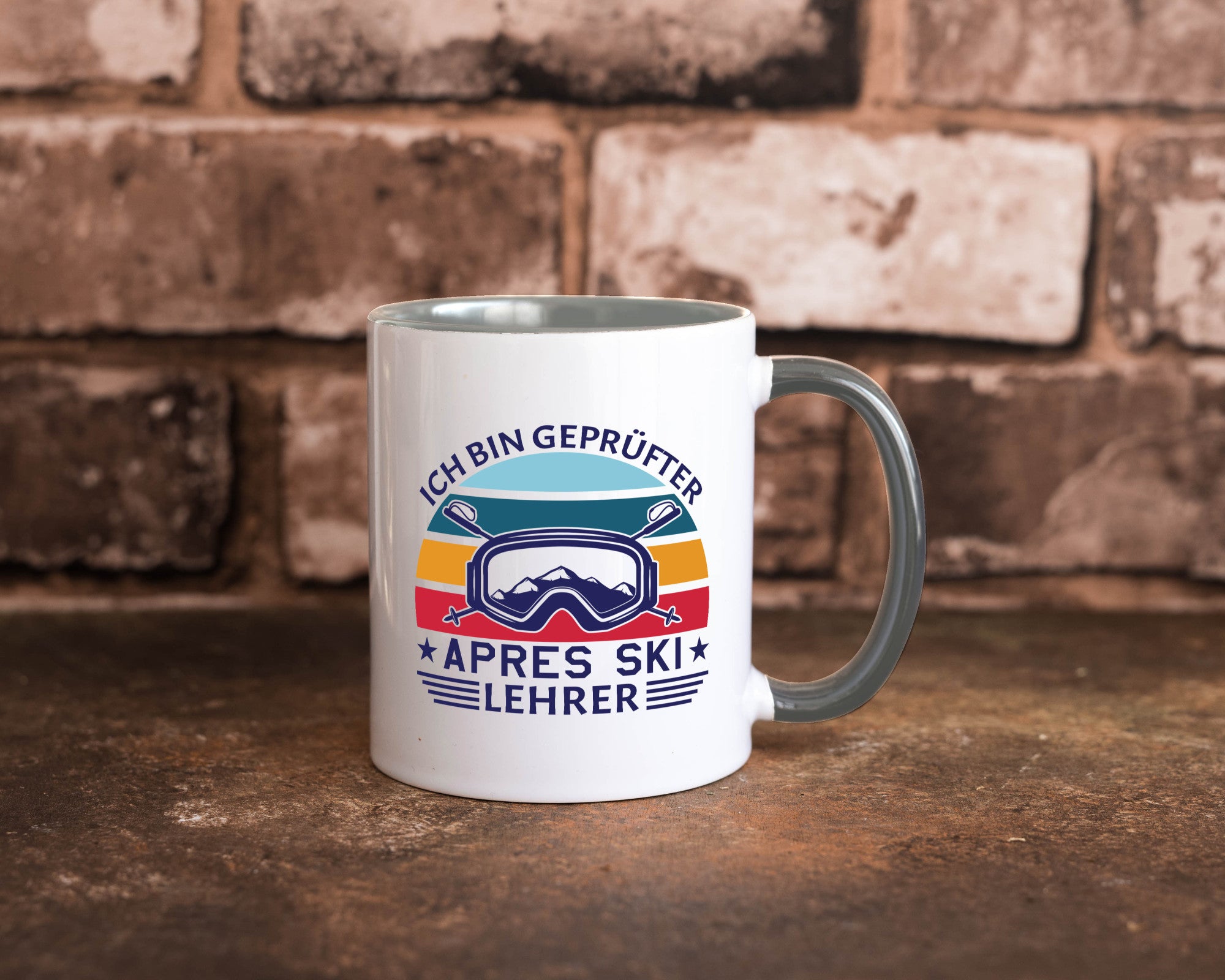 Geprüfter Apres Ski Lehrer | Ski-Brille Berge Ski-Stöck lustig Humor