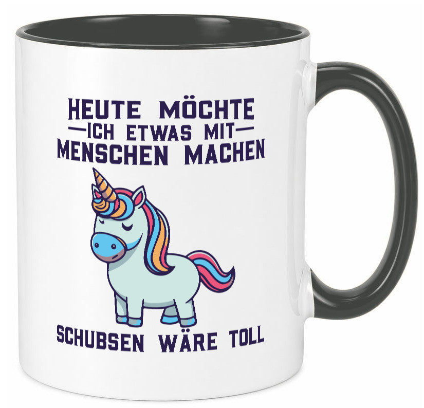 Heute möchte ich Menschen schubsen | Einhorn v2 Geschenk Humor Geschenkidee