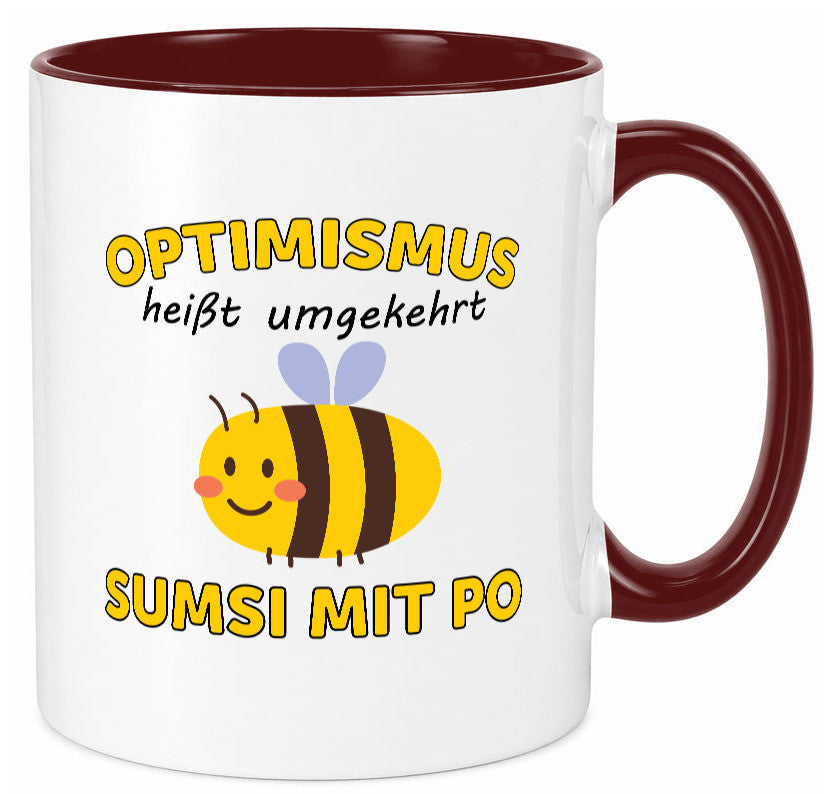 Optimismus umgekehrt Sumsi mit Po | Biene Zuversicht Geschenk Humor Tasse