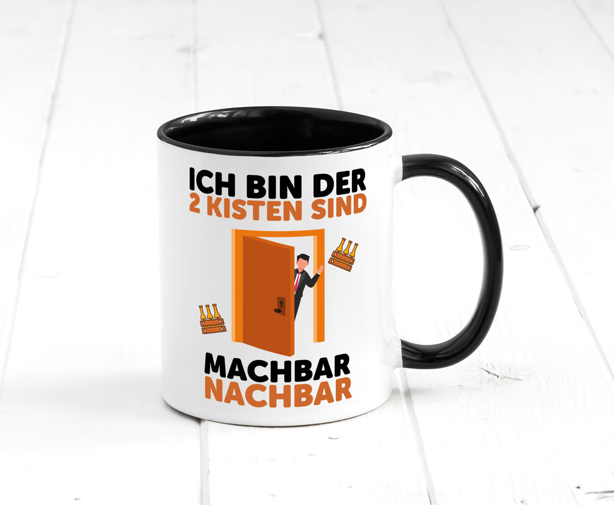 2 Kisten Bier | witziger Spruch Nachbar Einweihung Humor Geschenkidee Tasse
