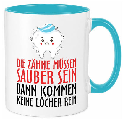 Sauber Zähne lustiger Spruch Geschenk Humor Geschenkidee Tasse