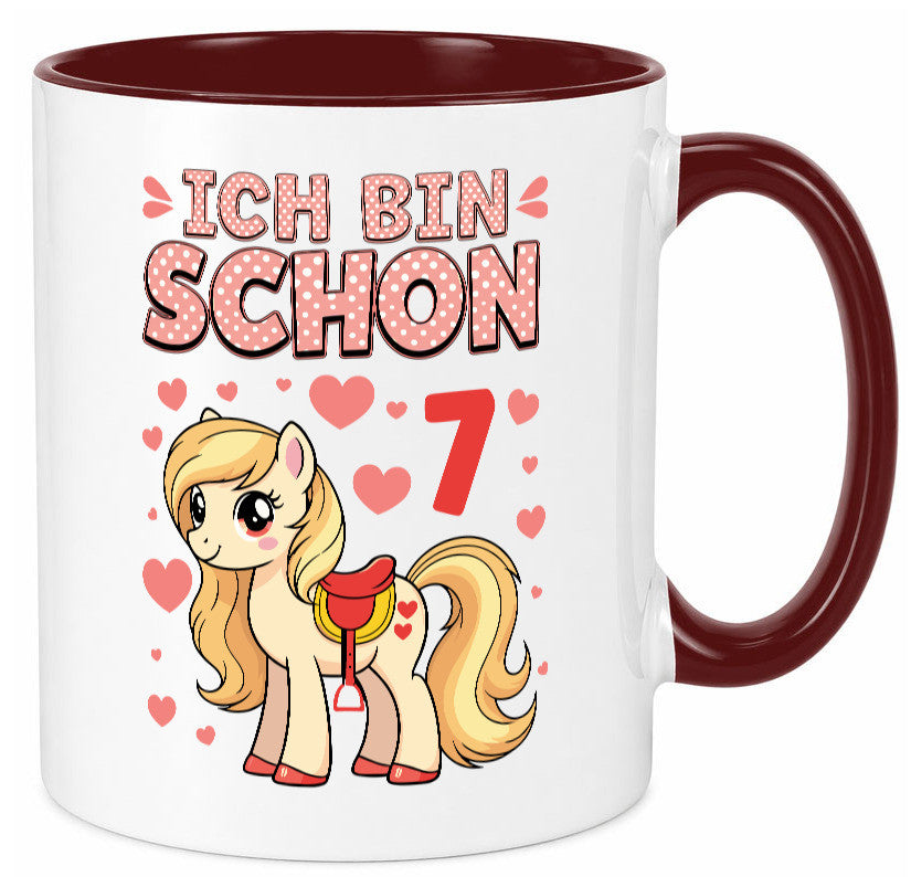 7. Geburtstag | 7 Jahre Mädchen Reiten Pony lustiger Spruch Geschenk Tasse