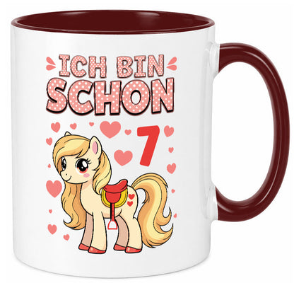 7. Geburtstag | 7 Jahre Mädchen Reiten Pony lustiger Spruch Geschenk Tasse