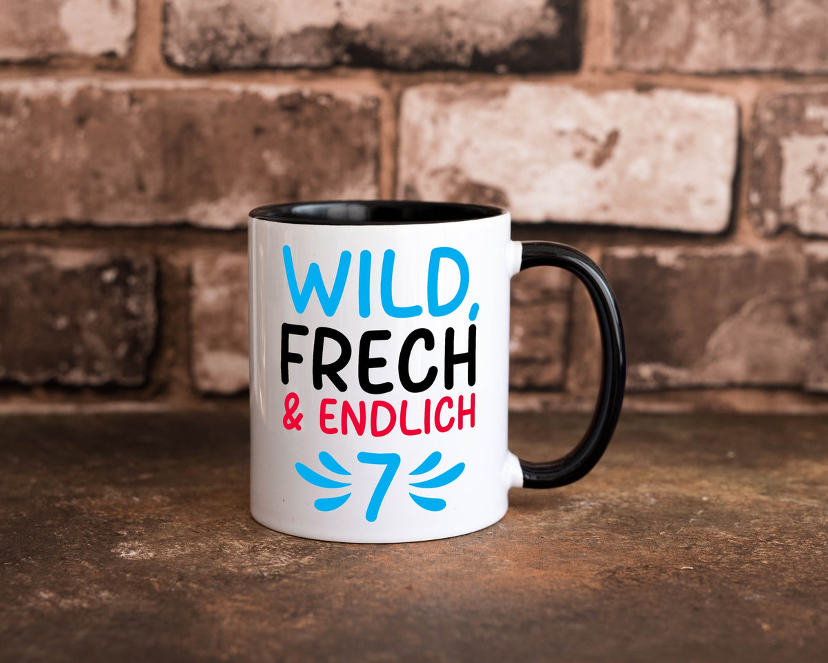 7. Geburtstag | 7 Jahre Wild &amp; Frech lustiger Spruch Geschenk Geschenkidee Tasse