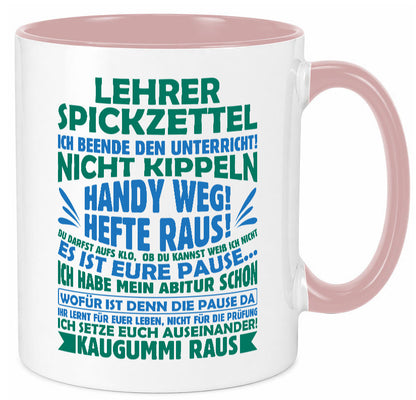 Lehrer Spickzettel | Beruf Tasse lustiger Spruch vl2 Geschenk Arbeit Kollegen