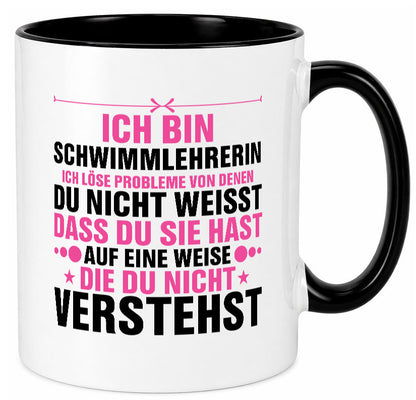 Löse Probleme: Schwimmlehrerin | schwimmen Lehrer v2 lustiger Spruch Geschenk Tasse