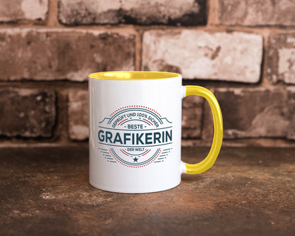 Geprüft und sicher: Grafikerin | Grafik Design Humor Geschenkidee Tasse
