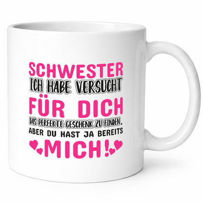Schwester Tasse | lustiger Spruch Geschwisterliebe v2 Humor Geschenkidee