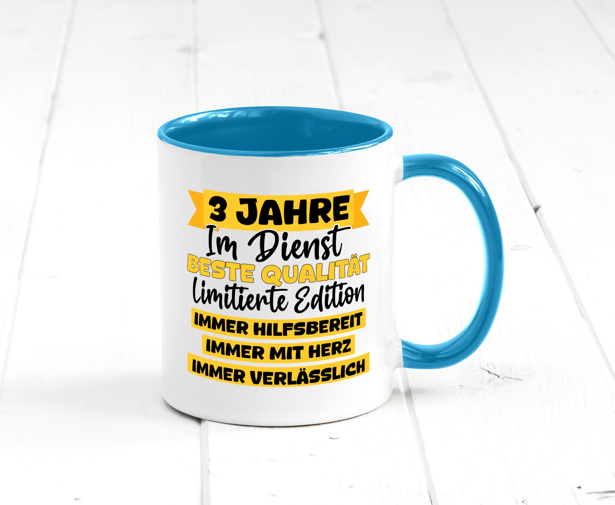 3 Jahre im Dienst | Jubiläum Arbeit v8 lustig Kollegen Büro Geschenk Tasse
