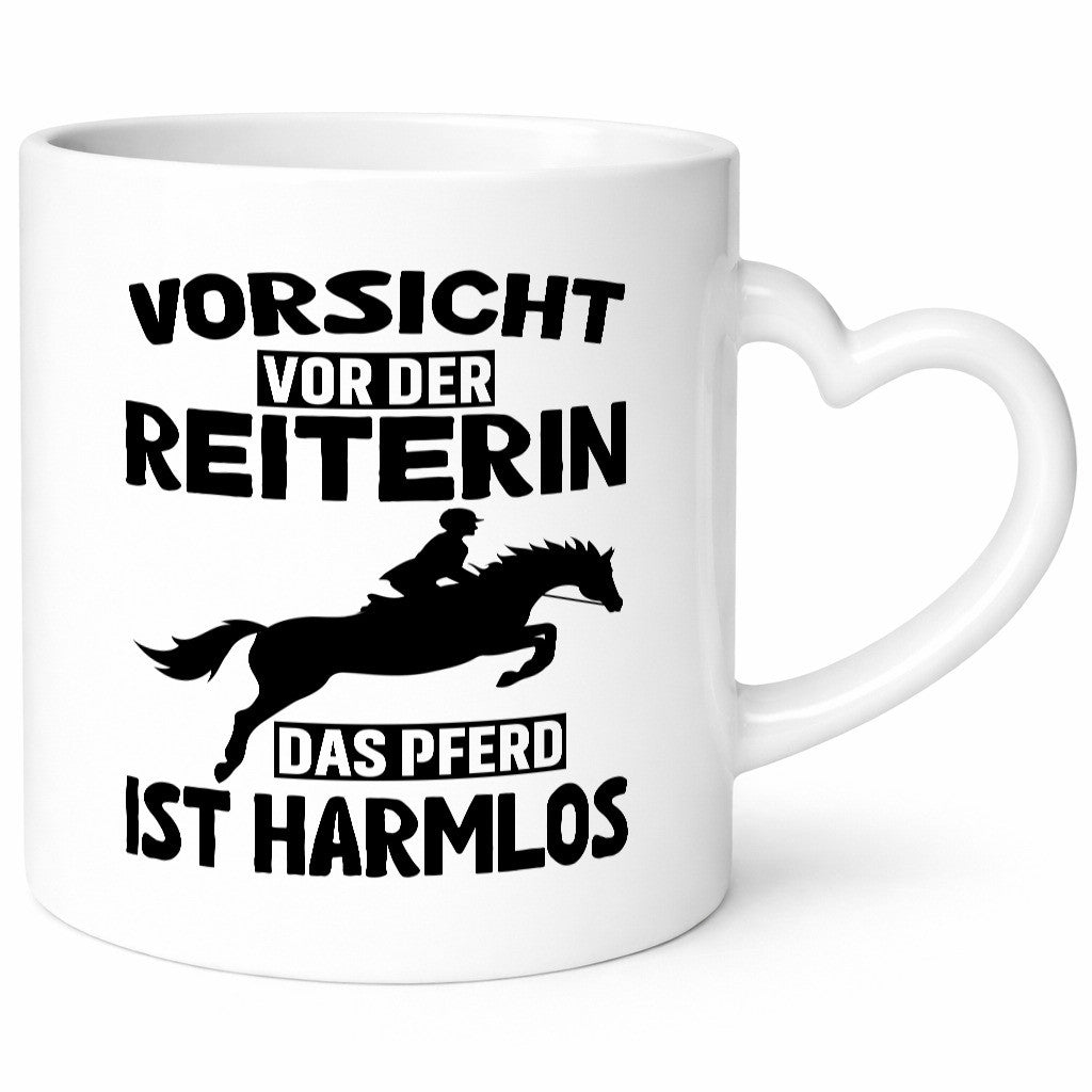 Vorsicht vor der Reiterin das Pferd ist Harmlos lustig Humor Geschenkidee