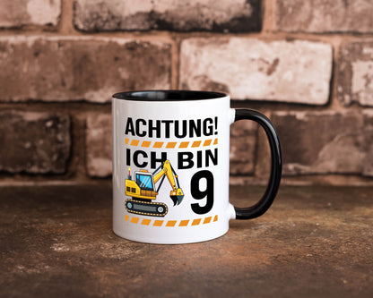 9 Geburtstag Ich bin | Bagger Junge lustiger Spruch Geschenk Geschenkidee Tasse