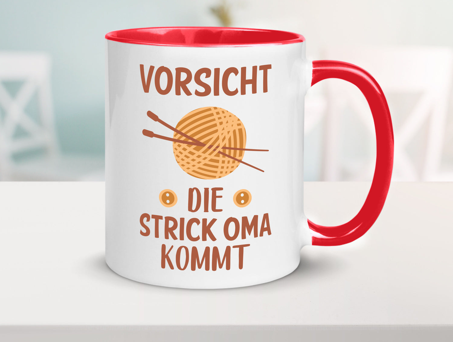 Vorsicht, Strickoma kommt | Wolle Stricknadeln Humor Familie Geschenkidee Tasse