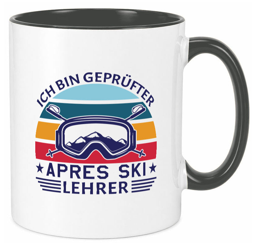Geprüfter Apres Ski Lehrer | Ski-Brille Berge Ski-Stöck lustig Humor