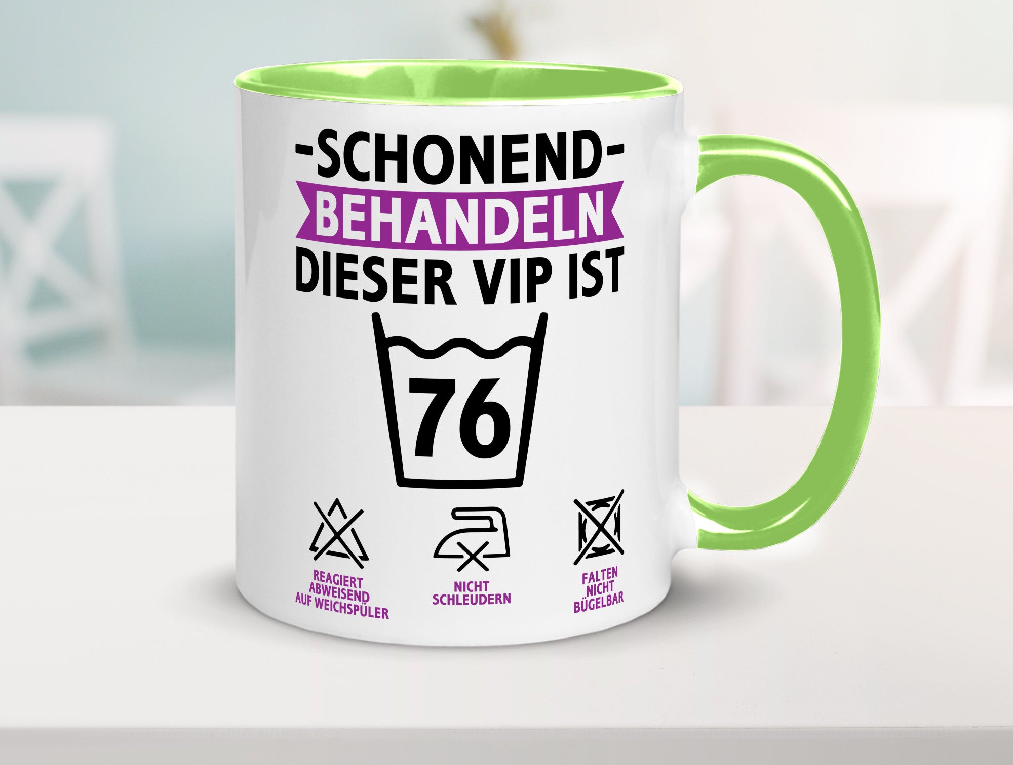 76 Geburtstag | schonend behandeln Jahre v2 Humor Geschenkidee Tasse