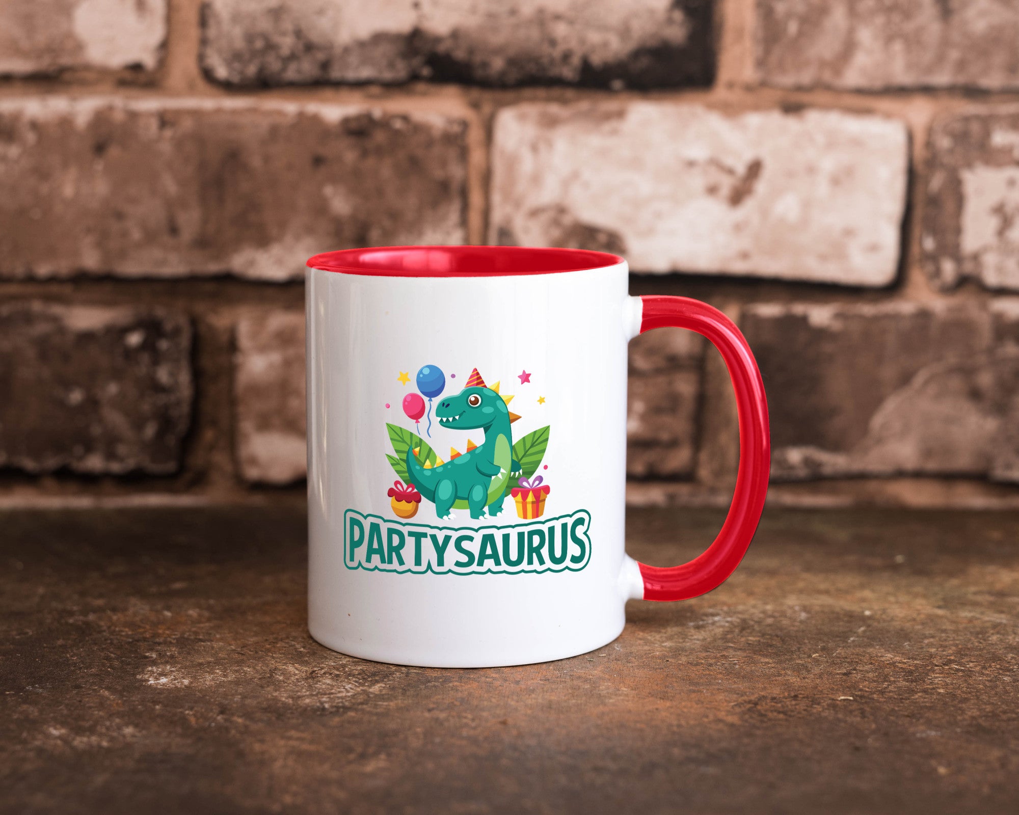 Partysaurus | Geburtstag Dinosaurier Luftballon Geschenkidee Humor Tasse