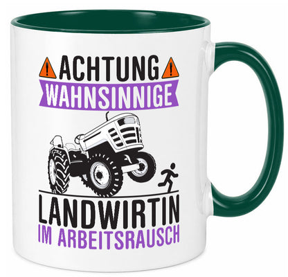 Landwirtin im Arbeitsrausch | Bauer Achtung! lustiger Spruch Geschenk Arbeit Tasse
