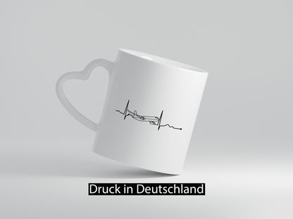 Flugzeug Herzschlag | fliegen Pilot Flieger Humor Geschenkidee Tasse