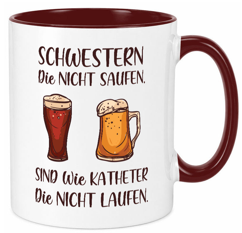 Schwestern die nicht saufen, Katheder laufen | Gläser lustiger Spruch Geschenk