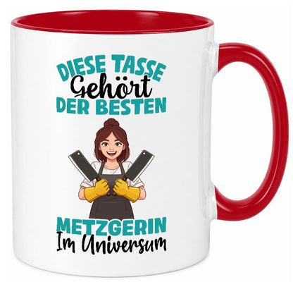 Im Universum: Metzgerin | Fleischerin Geschenk Humor Geschenkidee lustiger Tasse