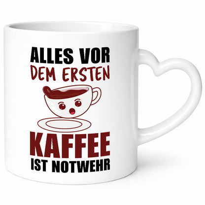 Erster Kaffee? Notwehr Geschenkidee Humor Tasse