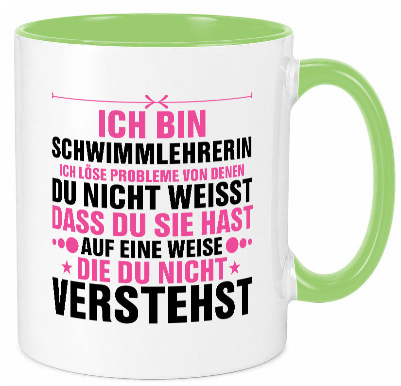 Löse Probleme: Schwimmlehrerin | schwimmen Lehrer v2 lustiger Spruch Geschenk Tasse