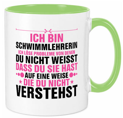 Löse Probleme: Schwimmlehrerin | schwimmen Lehrer v2 lustiger Spruch Geschenk Tasse