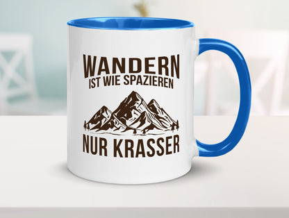 Wandern wie spazieren, nur krasser | Gebirge Bäume Geschenk Humor Geschenkidee