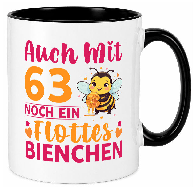 63. Geburtstag | Flottes Bienchen 63 Jahre lustiger Spruch Geschenk Tasse
