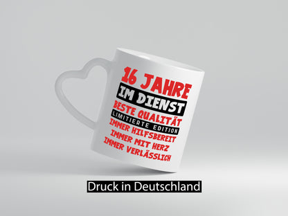 16 Jahre im Dienst | Jubiläum Arbeit v9 lustig Kollegen Büro Geschenk Tasse