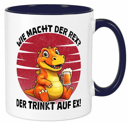 Wie macht der Rex trinkt auf ex | Bier T-Rex v2 lustiger Spruch Geschenk Humor Tasse