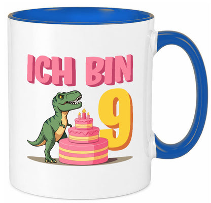 9 Geburtstag | Jahre Dinosaurier mit Kuchen Geschenk Geschenkidee lustiger Tasse