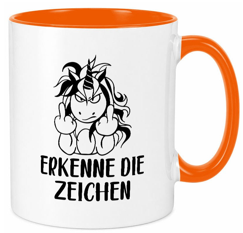 Erkenne die Zeichen | Stinkefinger Humor Geschenkidee Tasse