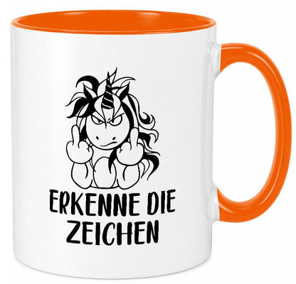 Erkenne die Zeichen | Stinkefinger Humor Geschenkidee Tasse