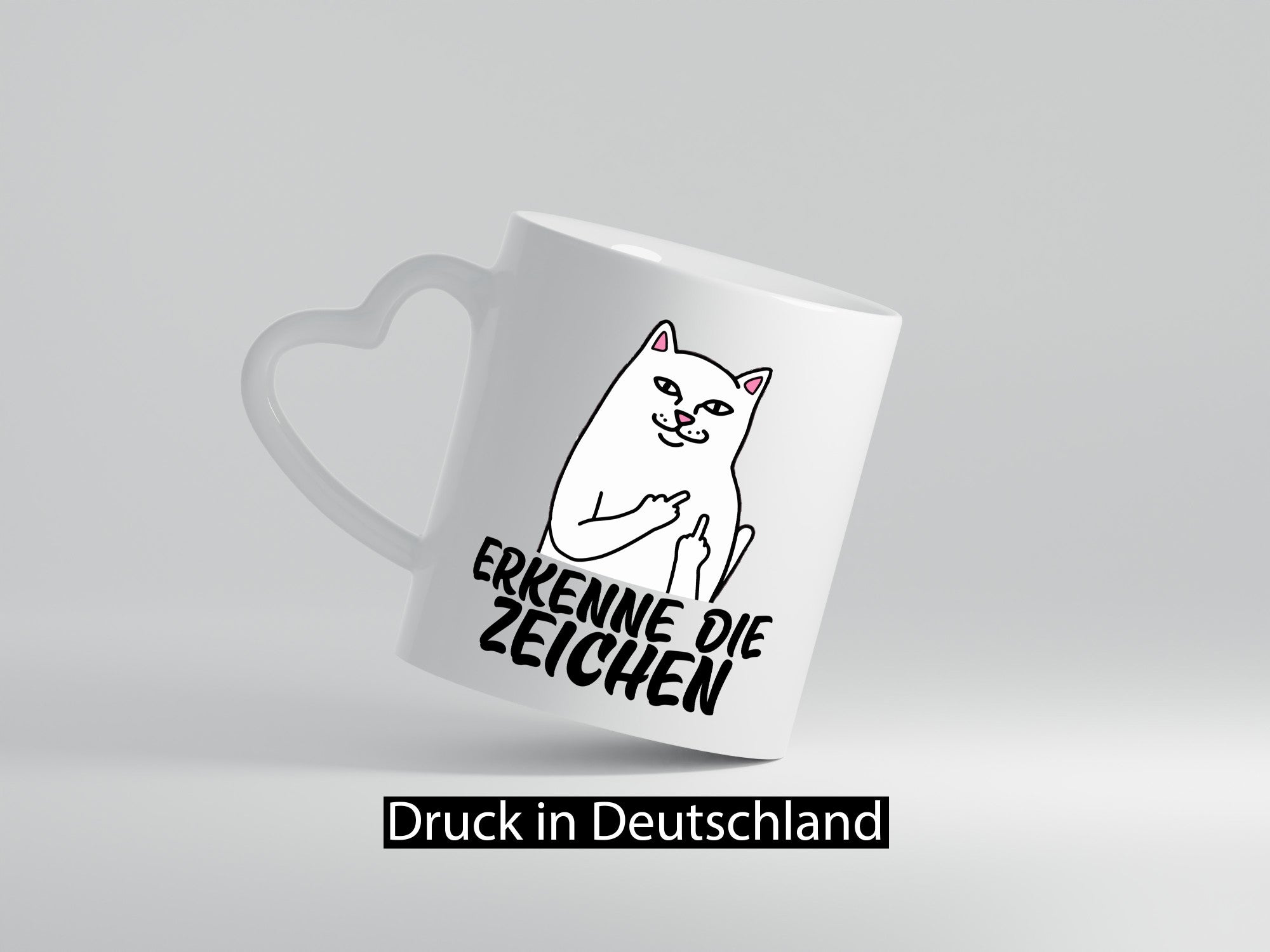 Erkenne die Zeichen | Katze Schatten Mittelfinger Geschenk Tierliebhaber Humor
