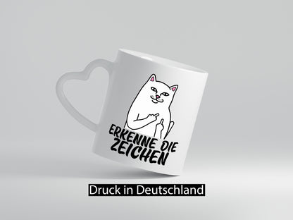 Erkenne die Zeichen | Katze Schatten Mittelfinger Geschenk Tierliebhaber Humor