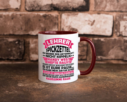 Lehrer Spickzettel | Beruf Tasse lustiger Spruch vl8 Geschenkidee Arbeit