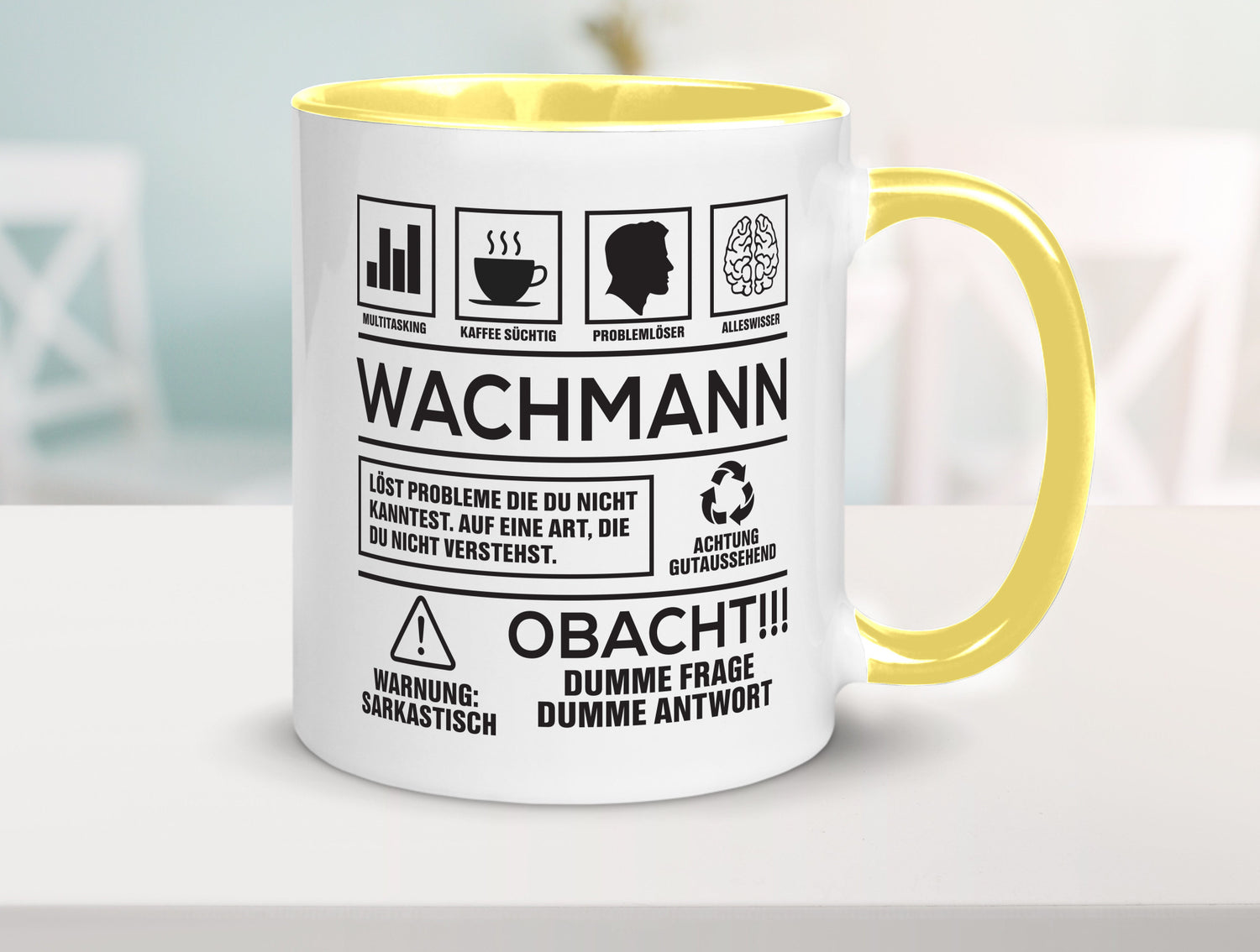 Achtung Probleme Wachmann | Wachpersonal Nachtwächter Geschenkidee Humor Tasse