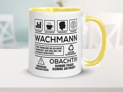 Achtung Probleme Wachmann | Wachpersonal Nachtwächter Geschenkidee Humor Tasse