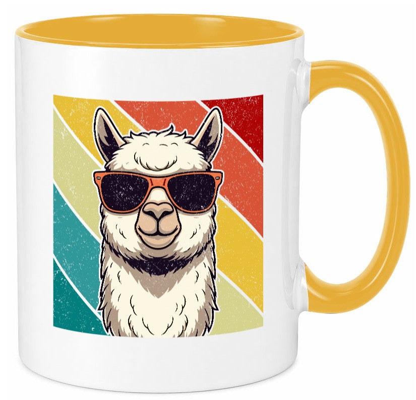 Lama | Retro Alpaka mit Sonnenbrille Geschenk Humor Geschenkidee lustiger Tasse