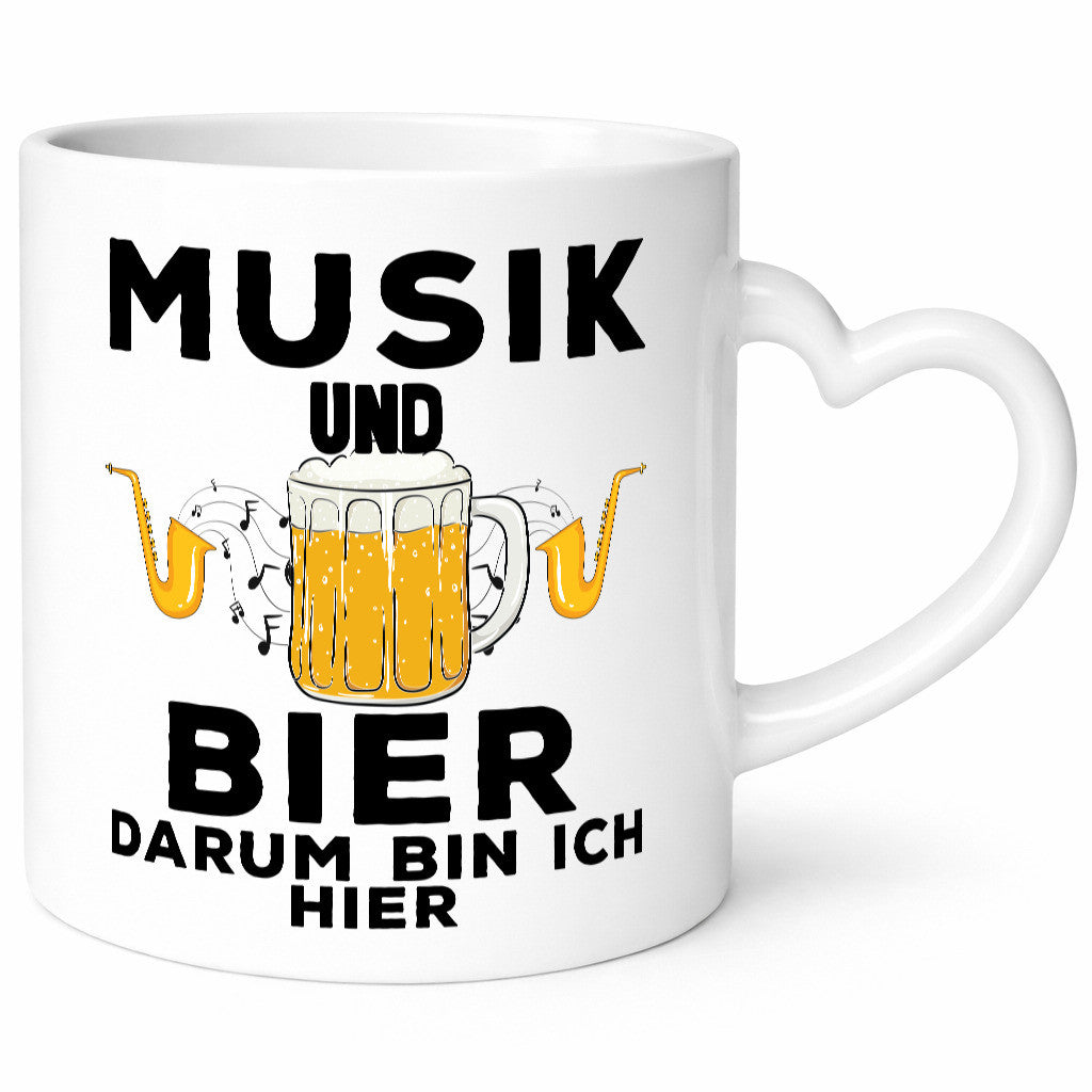 Musik und Bier darum bin ich hier | Party Freunde Humor Geschenkidee Tasse